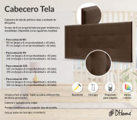 DHOME Cabecero Capitone Tapizado Polipiel o Tela Acualine con 8cm de Grosor Cabezales de Cama Acolchado Capitoné Cabeceros de Cama (Marrón Tela) - details 1