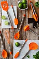 Bra - Lengua de Cocina Efficient, Utensilio Cocina, Acero Inoxidable, Silicona Naranja, Rebañar y Recoger, Apto Lavavajillas - details 1