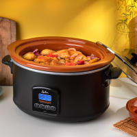 JATA JEOL2135 JEOL2145- Olla de cocción lenta con capacidad de 3,5 y 5 litros, Cuba cerámica de terracota extraíble y apta para lavavajillas y horno, 3 niveles de calor, Tapa de cristal, Cocina sana y tradicional - details 1