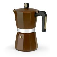 Monix Cream - Cafetera italiana de aluminio tamaño disponible para 6 9 12 tazas. Apta para cocina de gas vitrocerámica inducción - details 3