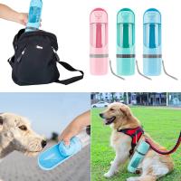 Bebedero de agua portátil para perro, cuencos para beber, dispensador de botella para alimentación de mascotas, alimentador para perros al Pasear, 300ml + 100ml ROSA - details 0