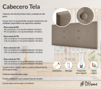 DHOME Cabecero de Polipiel o Tela Acualine con 2 Hileras de Botones Colores Cabezal Tapizado Cama Lujo (Tierra Tela) - details 1