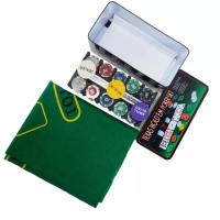 Juego de Mesa Juego de Poker 100 o 200 Fichas para Jugar Cartas de Póker, Set con Caja Metalica Fichas de Casino Profesional para Black Jack, con 4 Colores y Botones de Distribuidor, 100 Pcs | 200 Pcs - details 0