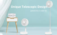 Ventilador Recargable  Extensible  Plegable Blanco,  Ventilador de pie y  de Mesa con 4 nivel de Velocidad, 2 Baterías incorporada, total 7200 mAh, Altura Regulable, Cargando Via USB para Hogar, Cama, Oficina y Escritorio,  Blanco - details 1