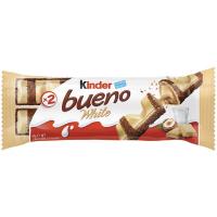 Kinder Bueno Blanco - Caja de 30 unidades con 2 barritas cada unidad - Barritas de chocolate blanco y barquillo - Chocolates con leche oblea cubierta con leche y avellanas - Barritas crujientes y cremosas - details 0