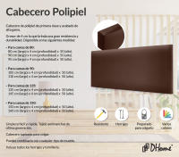 DHOME Cabecero de Polipiel o Tela AQUALINE Liso Cabeceros Cabezal Tapizado Cama Lujo (Chocolate Polipiel) - details 1