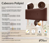 DHOME Cabecero de Polipiel o Tela Acualine Liso con Botones Tapizado Colores Cabezal Lujo Cama Dormitorio Moderno Acolchado (Chocolate Polipiel) - details 7