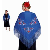 Mantón de Manila bordado de flor colores liso para mujer niña, Manton de Flamenco para el Vestido de Feria, Sevillana o Flamenca Color Negro Rojo Blanco Rosa Azul - details 3