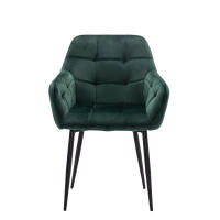 ALLINLIFE Juego de 2 、4 Sillón de terciopelo, con respaldo, patas de metal, adecuado para silla de sala de estar, comedor, dormitorio, 2/4 piezas soporte de carga 150KG（Verde oscuro） - details 1