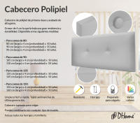 DHOME Cabecero de Polipiel o Tela AQUALINE Pro cabeceros Cabezal tapizado Cama Lujo (Gris Claro Polipiel) - details 1