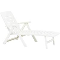 Ipae-Progarden Tumbona Smeraldo Plegable con Respaldo Multiposición y Ruedas - Blanco para Exterior - details 0