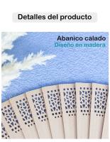 Pack de 6 a 24 unidades de abanicos calados de madera, Pompón fucsia, Abanico de madera, Detalles para invitados de boda, Bodas de verano, Detalles para invitados de bautizo, Detalles comunión, Bodas, Regalantes.com - details 2