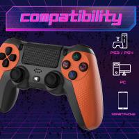 NK Mando para PS4 / PS3 / PC / Móvil Inalámbrico - Wireless Controller con Dualshock, Función Detección 6 ejes, Luz LED, Panel Táctil, Entrada para Auriculares, Cable de Carga incluido - Negro - details 1