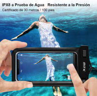 M.TK TR9182 Funda Impermeable  con Resistencia IPX8, Universal para Móvil, Protección Completa contra Agua y Polvo, Compatible con iPhone 13/12 /XS Max/XR/X/8/7+ y Samsung S20/S20+/S10/S10e/S9/Note8 hasta 7", Ideal para Viajes, Playa y Natación - details 0