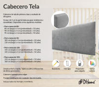 DHOME Cabecero de Polipiel o Tela AQUALINE Liso Cabeceros Cabezal Tapizado Cama Lujo (Gris Tela) - details 1