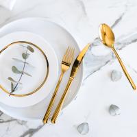 Monix Pisa- Set de 24 cubiertos dorados. Juego con cuchillo chuletero acero inoxidable acabado pulido brillante, espesor 3 mm - details 1