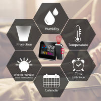 Despertador con proyector de luz LED, estación meteorológica para mesilla de noche con función de reloj, clima, temperatura, pantalla digital LCD - details 1