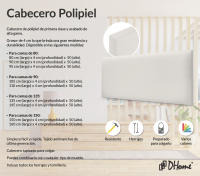 DHOME Cabecero de Polipiel o Tela AQUALINE Liso Cabeceros Cabezal Tapizado Cama Lujo (Blanco Hueso Polipiel) - details 1