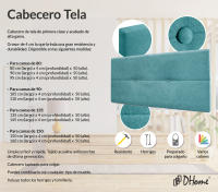DHOME Cabecero de Polipiel o Tela AQUALINE Pro cabeceros Cabezal tapizado Cama Lujo (Turquesa Tela) - details 1