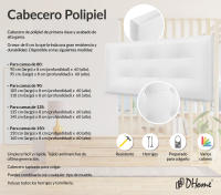 DHOME Cabecero Capitone Tapizado Polipiel o Tela Acualine con 8cm de Grosor Cabezales de Cama Acolchado Capitoné Cabeceros de Cama (Blanco Polipiel) - details 1