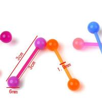 2 unids/lote de piercing de estilo indio luminoso, 1,6x19x6mm, piercing de lengua de barra recta, joyería corporal acrílica de calibre 14, anillo tragus - details 7