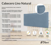 DHOME Cabecero de Lino Natural Liso con Ribete Cabezal Tapizado Cama Dormitorio Moderno Top Trending (Azul Lino) - details 1
