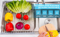 Marctani Escurreplatos Plegable sobre Fregadero - Escurridor de Platos Enrrollable de Acero Inoxidable, Malla de Drenaje Resistente AL Calor para Secar Frutas, Verduras y Platos (43x30 cm, Negro) - details 0