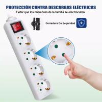 Alargador de enchufe de 1,5 m, 3m y 5m con interruptor, Extensiones de enchufes europeo para cable eléctrico, ladrones para enchufar, Alargaderas de Regletas, luz indicadora, protectora de seguridad, blanco, Max.3680W - details 2