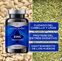 ZINC Vit Ol Amin 365 Comprimidos Vegetarianos | 1 comprimido al día, 25 mg de Zinc puro altamente biodisponible | Contribuye al cuidado y mantenimiento del cabello, la piel y las uñas en condiciones normales. Sin gluten, sin lactosa. - details 0