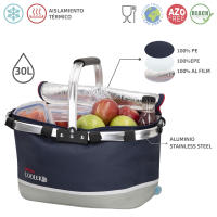 Bolsa térmica porta alimentos Cesta Pegable con asas 30L Bolsa Isotérmica para picnic, playa, camping, barbacoa, Nevera portátil pequeña Camping Comida y Bebida - details 2