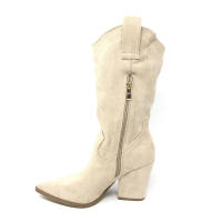 Botines Mujer Caña Media Antelina Beige Camel Negro Tacón Ancho Estilo Camperos Otoño Invierno Moda - details 1