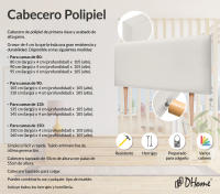DHOME Cabecero de Polipiel o Tela AQUALINE Liso Cabeceros Cabezal Tapizado Cama Lujo (Blanco Hueso Polipiel) - details 6