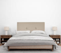 DHOME Cabecero de Polipiel o Tela Acualine Liso con Botones Tapizado Colores Cabezal Lujo Cama Dormitorio Moderno Acolchado (Beige Tela) - details 2