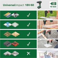 Bosch taladro percutor a batería UniversalImpact 18V-60 (1 batería de 2,0 Ah, sistema de 18 V, en maletín de transporte) - details 1