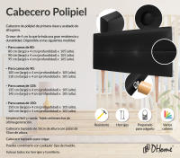 DHOME Cabecero de Polipiel o Tela AQUALINE Pro cabeceros Cabezal tapizado Cama Lujo (Negro Polipiel) - details 7