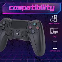 NK Mando para PS4 / PS3 / PC / Móvil Inalámbrico - Wireless Controller con Dualshock, Función Detección 6 ejes, Luz LED, Panel Táctil, Entrada para Auriculares, Cable de Carga incluido - Negro - details 5