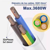 Alargador de enchufe de 1,5 m, 3m y 5m con interruptor, Extensiones de enchufes europeo para cable eléctrico, ladrones para enchufar, Alargaderas de Regletas, luz indicadora, protectora de seguridad, blanco, Max.3680W - details 4
