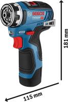 Bosch Professional 12V System GSR 12V-35 FC - Atornillador a batería (Brushless, 35 Nm, 4 cabezales FlexiClick, 2 baterías x 3.0 Ah, en L-BOXX) - details 2