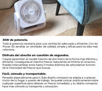 Mellerware Ventilador de Sobremesa Air Power 30. 30w de Potencia. Oscilante. 3 Velocidades. 3 aspas metálicas. Caudal de aire fresco. Fácil transporte. Aluminio/Plástico. - details 1