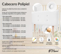 DHOME Cabecero de Polipiel o Tela Acualine con 2 Hileras de Botones Colores Cabezal Tapizado Cama Lujo (Blanco Polipiel) - details 7