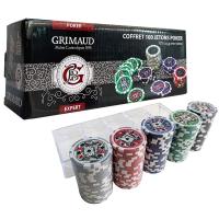 Cartamundi France cartes Grimaud Cofre caja con 100 fichas de casino para jugar al poker de peso 11.5 gramos cada una y marcadas con valor 1 5 10 25 100 Alta calidad casino Caja de plástico con tapa - details 0