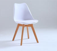 Juego de 6 sillas tulipán con patas de madera, mueble estilo nórdico medieval, con asiento acolchado de cuero sintético, para escritorio, comedor, dormitorio, balcón o restaurante BAR hosteleria, OFICINA Mesa de comedor nórdica cocina - details 4