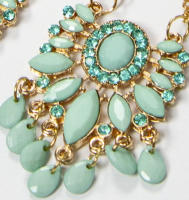 Pendientes mujer fiesta dorado y turquesa, pendientes largos bisutería - details 2