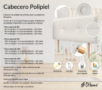DHOME Cabecero de Polipiel o Tela AQUALINE Pro cabeceros Cabezal tapizado Cama Lujo (Blanco Hueso Polipiel) - details 7