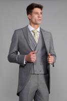 Chaqué gris  lana compuesto de levita,pantalon y chalequillo cruzado  BLANCO NUMERO UNO-Maxima calidad y elegancia. - details 0