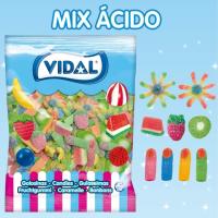Vidal Mix Ácido bolsa 1 Kg - Delicioso surtido de chucherías ácido- Pulpos, fresas, dedos, kiwi, sandía - Sin gluten y sin grasa - details 0
