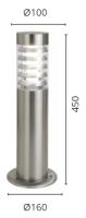 Novolux Lighting- Baliza exterior 45cm - Galerna, uso exterior, color inox, inox aisi, E27,18W, IP44, exterior - details 2