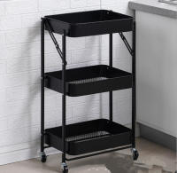 Estante de Plegable metal  almacenamiento giratorio con ruedas para frutas y verduras, estante de cocina, organizador, carrito, cesta estante muebles para el hogar muebles ruedas estante para cuarto de baño - details 1