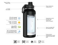 Botella Termo de Acero Inoxidable 1 Litro Deportiva (10 Colores) - Botella de Agua Térmica Reutilizable | Sin BPA | Mantiene 24H Frio / 12H Calor | Termo y Hermética - Doble Pared a Prueba de Fugas (YD550 YD1000 999 1199) - details 0