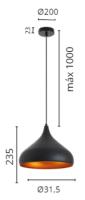 Novolux Lighting- Lámpara de techo- Kam, color negro y cobrizo, uso interior, acero, IP20, 60W, interior - details 2